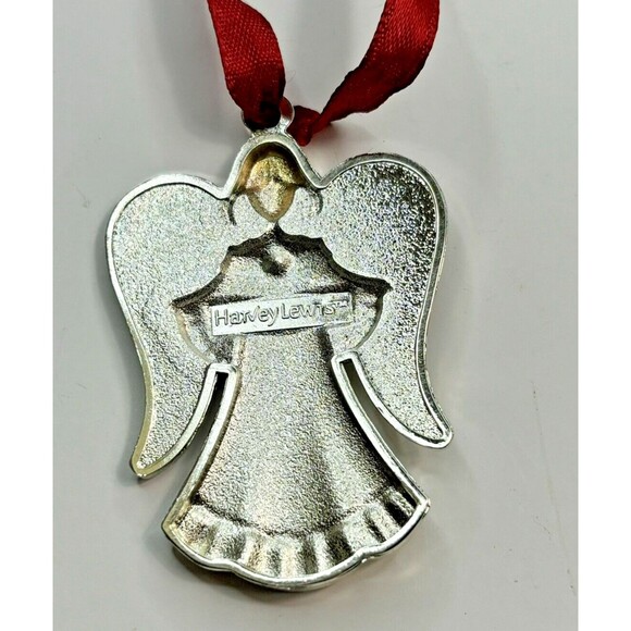 Harvey Lewis Angel Ornament silvertone 2 inches - Picture 3 of 5